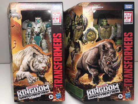 Transformers War for Cybertron Kingdom Voyager Lot of 2 Tigatron & Rhinox Beast Cover