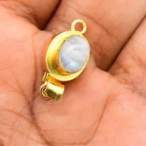 1 Pc Moonstone Box Clasp One Strand 18k Gold Plated - Picture 1 of 3