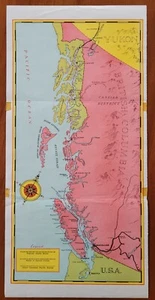 Antique Canadian Pacific Railway Map (Alaska-British Columbia Coast Service) - Imagen 1 de 6