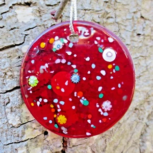 Murrano Glass Christmas Disc Ornament -  Brand New ! - Bild 1 von 4