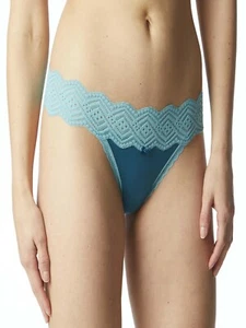 No Boundaries Women's Micro & Lace Thong Panties Size LARGE (7) Corsair Blue - Picture 1 of 1