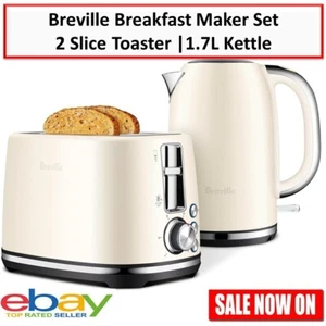 Breville Breakfast Pack 2 Slice Bread Toaster| 1.7L Kettle Hot Water Jug Boiler - Picture 1 of 8