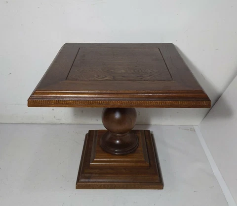 Vintage Square Wood Cocktail Pedestal Table Plant Stand English Regency Style Cover