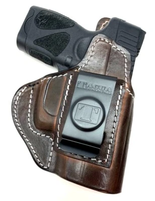 Coldre interno de couro marrom TAGUA Premium destro IWB escolha - Imagem 1 de 4