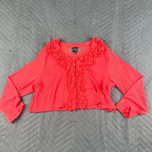 Vintage SLINKY BRAND Cardigan Womens Medium Coral Open Style Cropped 90s NWOT - Picture 1 of 14