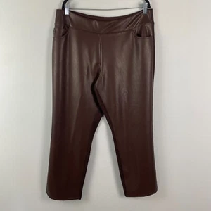 Belle by Kim Gravel Petite Faux Leather Front, Ponte Back Pant Size 20WP Brown - Picture 1 of 11