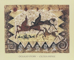 Ogalalas Story Art Print by Cecilia Henle - Native American Horses Sioux Tribal - Picture 1 of 6