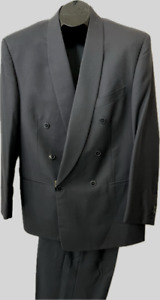Mens DB Suit Shawl Collar 100% Wool Size 44R Col. Black Made In Italy art.1770