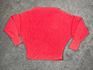 Free People Shirt Womens Medium Nikala Top Bright Red Zip Slouch Boho Hippie - Picture 1 of 7