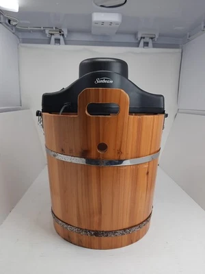 Sunbeam 4 кварты деревянное ведро мороженица FRSBWDBK - проверено, отсутствует пробка - Изображение 1 из 4