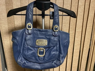 Michael Kors  Blue Pebble Leather Hobo Handbag Double Handles Gold Hard - Image 1 of 4