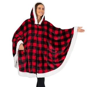 Tragdecke für Erwachsene Frauen, Kuschelige Plüsch Fleecedecke Poncho Cape mit... - Bild 1 von 9