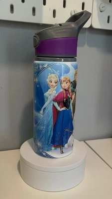 Disney Frozen Water Bottle | Personalised | Flip lid Integrated Straw 650ml  - Image 1 of 4