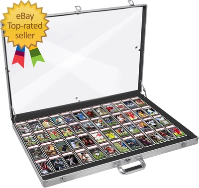 Aluminum Glass Display Case for Cards, XL Large Table Top Display Case with Lock - Image 1 of 4