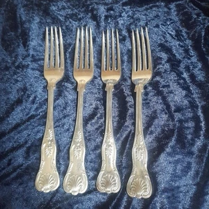 Juego de 4 tenedores de cena Mappin & Webb patrón rey plateado 8" - Imagen 1 de 4