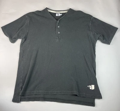 Vtg 90s Streetwear CK Calvin Klein Jeans Thermal Waffle Knit Henley XL  WASHED - Image 1 of 4