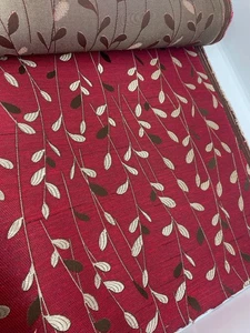 3.2 metres red leaf curtain/furnishing fabric FREE POSTAGE - Picture 1 of 4