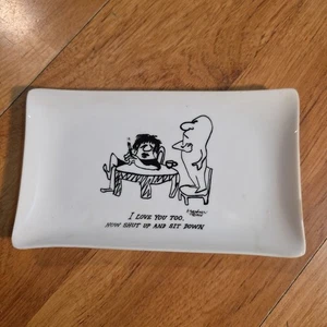 "I love you too" Vintage Kräuter Gardner Nebel Glas Aschenbecher Schmuckschale mcm - Bild 1 von 4