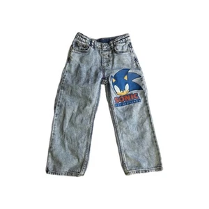 SONIC The HEDGEHOG Graphic JEANS Boys 4T LIGHT WASH Adjustable Waist Halloween - Picture 1 of 5
