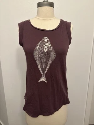 Camiseta sin mangas gráfica Ugly Fish para mujer púrpura talla S alternativa 100 algodón Gorpcore Foto 1 de 4