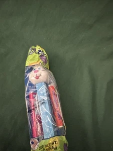 1998 White Easter Bunny on Blue Pez Dispenser In Green Bag - Picture 1 of 5