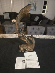 Large Mark Hopkins Bronze Baby Giraffe w/Mom limited edition  - Picture 1 of 22