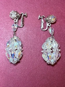 Pendientes colgantes vintage VENDOME AB cuentas de cristal firmados clip en Mcm mediados de siglo - Imagen 1 de 8