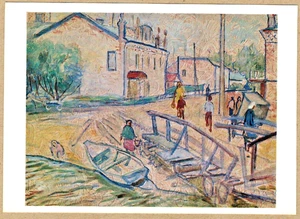 D.Brodskaya 1978 Russian postcard Street scene Town MYSHKIN Volga river shore - Bild 1 von 2