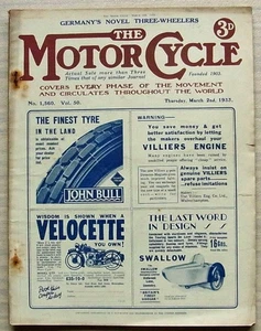 The MOTOR CYCLE Magazine 2 Mar 1933 Germany Three Wheelers DUNELTS - Picture 1 of 4