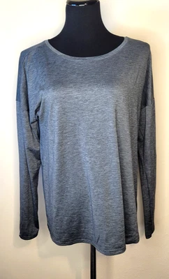 Camisa deportiva Columbia para mujer grande de manga larga gris jaspeado espalda dividida Foto 1 de 4