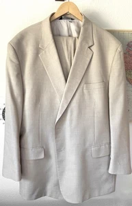 Jos A Bank Suit Mens 52R CreamBeige 2 Button Cotton Wool Blend Tailored Pants48R - Picture 1 of 20