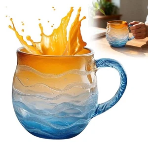 Sea Glass Sunset Mug Handblown 12 Ounce Glass Drinkware for Tea Coffee and Wine - Bild 1 von 15