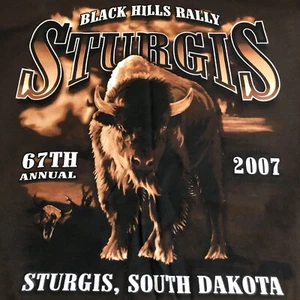 Vintage 2007 Sturgis Bike Week braunes T-Shirt Gilden Herren Größe L neu ohne Etikett - Bild 1 von 13