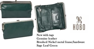 Hobo Original "Lauren" Doble Marco Vintage Bolso sin Mano Cartera Cuero, Hoja de Salvia Grn - Imagen 1 de 7