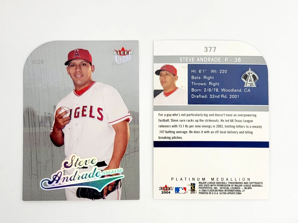 RARE PLATINUM MEDALLION DIE-CUT 2004 Ultra Steve Andrade 377 ANAHEIM ANGELS MLB - Image 1 of 1