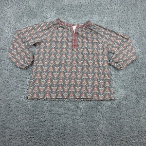 J Jill Shirt Womens Large Blue Green White Geometric 3/4 Sleeve Knit Tunic - Picture 1 of 13