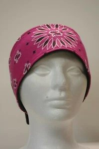 #015 Pink Paisley Fleece lined adjustable headband - Picture 1 of 4
