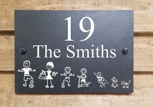 Placa de letrero de puerta con palo de pizarra natural personalizado para casa familiar nombre o número - Imagen 1 de 10