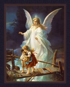 Guardian Angel Panel Cotton Fabric - Picture 1 of 2