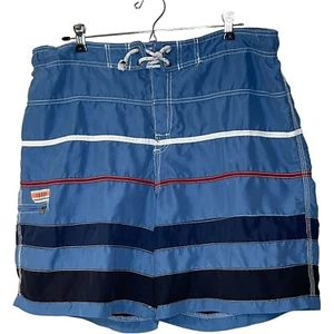 IZOD Luxury Sport Board Shorts Mens Size M Blue Swim Trunks Bathing Suit Tie-Fly - Picture 1 of 12