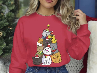 Gato Árbol de Navidad Sudadera Día de Navidad Navidad Jumper Día Festivo Suéter #44 Foto 1 de 2