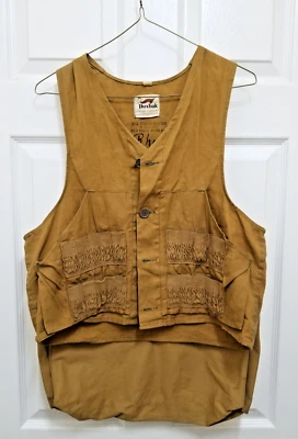 Vintage Distressed Duxbak Hunting Vest Brown Lightweight Button - Small - Cool! - Image 1 of 4