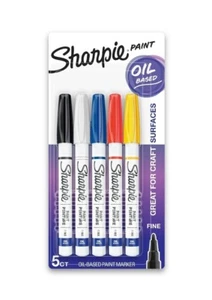 Sharpie Oil-Based Paint Markers, Fine Point, Assorted Colors, 5-Count Permanent - Picture 1 of 2