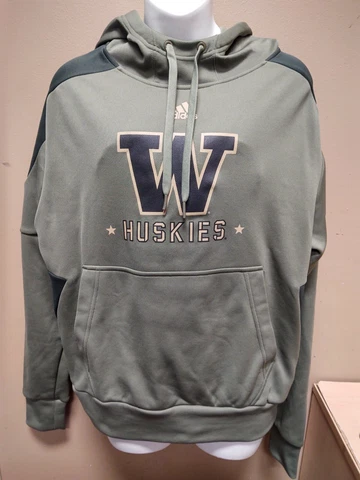 Adidas Washington Huskies STS Pullover Hoodie Womens Small Green H48276 Cover