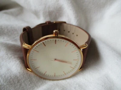 H&M Brown & Gold Toned Wristwatch w/ Adjustable Buckle Band - Image 1 of 4