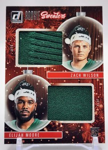 2021 Panini Donruss Zach Wilson & Elijah Moore Dual Rookie Sweaters #RSD-NYJ