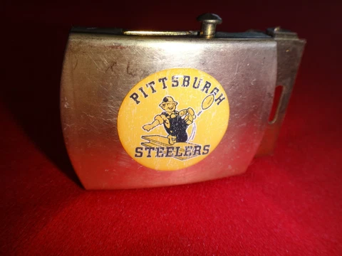 NFL PITTSBURGH STEELERS Football Team Brass Belt Buckle + A Free Belt Cover
