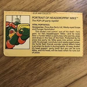 Teenage Mutant Ninja Turtles figure box card Portrait of Headdroppin Mike - Picture 1 of 2