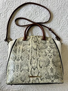 NWOT BRAHMIN Duxbury Shoulder Bag Purse Satchel Handbag Tote White Grey Leather - Picture 1 of 19