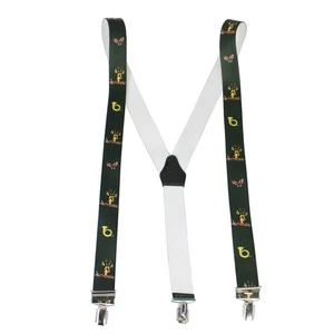 Hosenträger Y-Form 3 Clip 35 mm breit Herren grün Jagdmotiv Hirsch - Bild 1 von 1